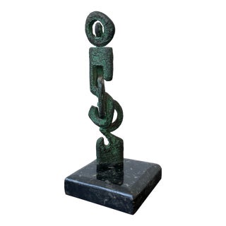 Brazilian Mid-Century Modern Bronze Abstract Sculpture on Granite Base, 1960s For Sale