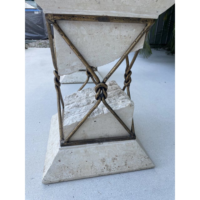 Travertine Stone Side Tables - a Pair For Sale - Image 4 of 10