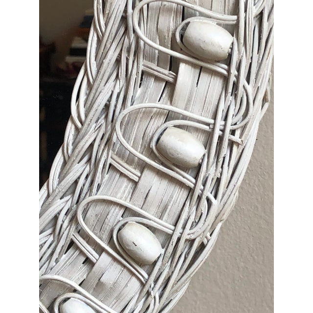 White Vintage Boho White Wicker Mirror For Sale - Image 8 of 13