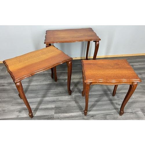 Vintage French Louis XIV Carved Oak Nesting Tables, Set of 3 For Sale - Image 5 of 10