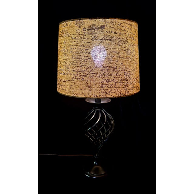French Country Spiral Metal Base Table Lamp For Sale - Image 3 of 12