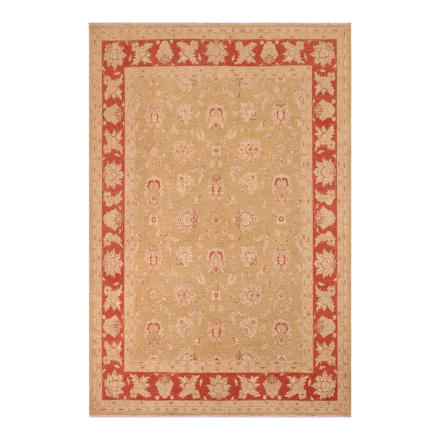 Bohemien Ziegler Green Rust Hand-Knotted Wool Rug - 8'2'' X 10'1'' For Sale
