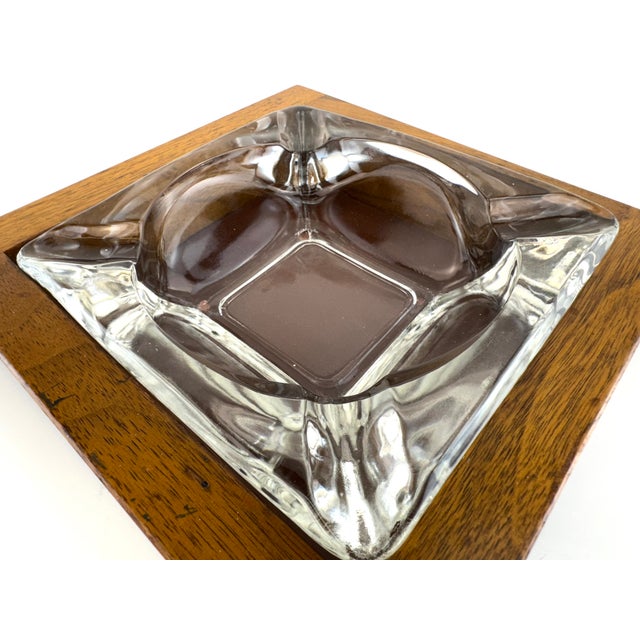 Mid-Century Modern 1960s Rothschild Mid Century Walnut & Glass Catchall For Sale - Image 3 of 10