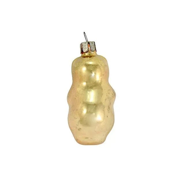 European Early Mid-Century Gold Bear Glass Ornament For Sale - Image 4 of 4