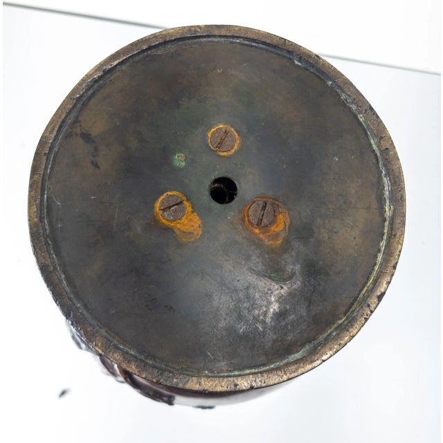 19th Century Japanese Meiji Bronze Vase With Cranes and Birds For Sale - Image 10 of 12
