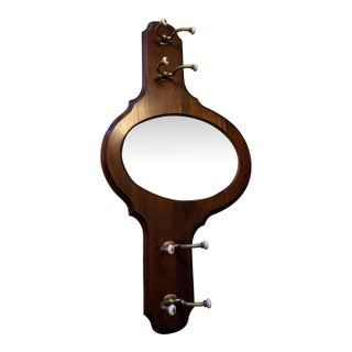 Vintage Ethan Allen Old Tavern Antiqued Pine Hall Mirror With Coat & Hat Hooks For Sale