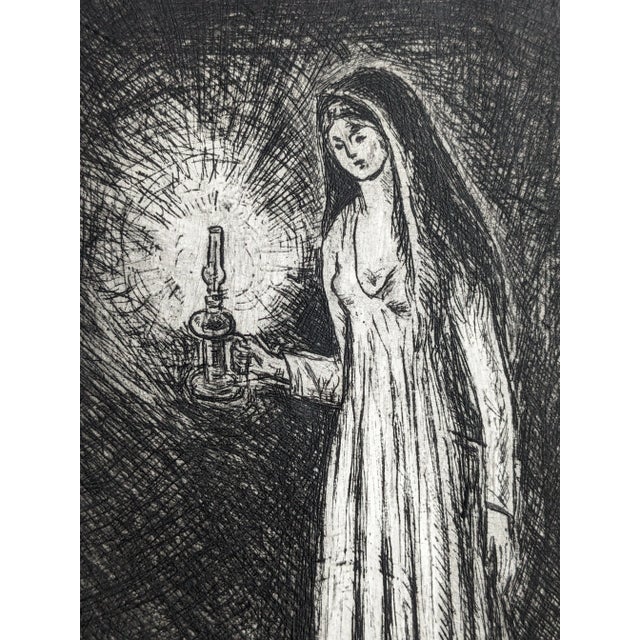Pino Della Selva, Girl in the Night, Hand-Signed Etching, 1950s For Sale - Image 3 of 5