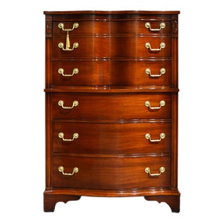 Vintage Georgian Style Mahogany Tall Chest of Drawers With Brass Bail Hardware For Sale