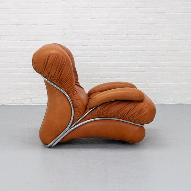 Corolla Lounge Chair in Cognac Leather by I.P.E., 1970s For Sale - Image 4 of 18