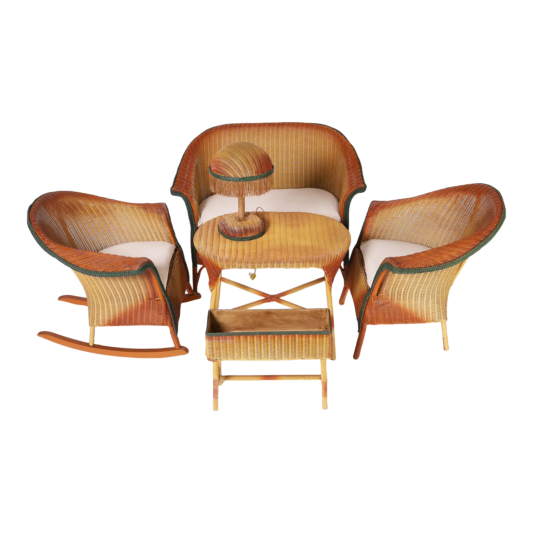 Lloyd Loom Art Deco Six Piece Child's Suite of Furniture