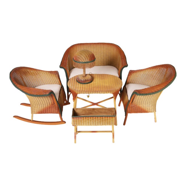 木製ラック・ウッドラック Lloyd's Antiques Lloyd Loom Art Deco Six Piece Child's Suite of Furniture