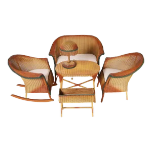 Lloyd Loom Art Deco Six Piece Child's Suite of Furniture