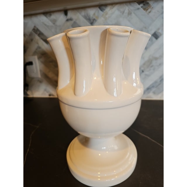 Mid-Century Modern Vintage MCM Abigails China White Ceramic Tulipiere Vase For Sale - Image 3 of 7