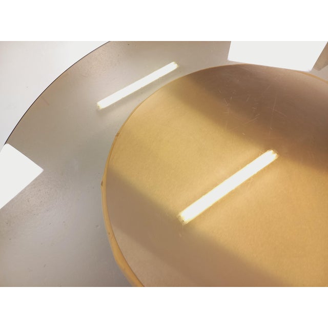 Vintage Round Coffee Table in Glass with Leather and Metal, 1970s For Sale - Image 12 of 18