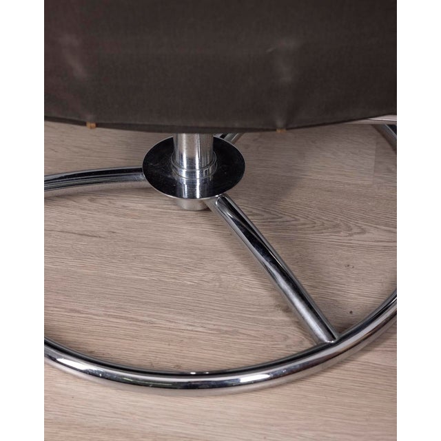 Set of Vintage Italian Black Leather Armchair and Ottoman, 1970s For Sale - Image 9 of 11