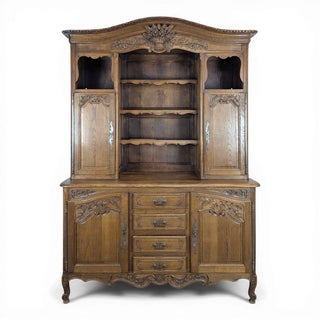 Neo-Rustic Carved Norman Bookcase For Sale