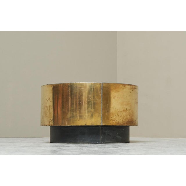Handmade Coffee Table in Patinated Brass, 1970s For Sale - Image 9 of 12