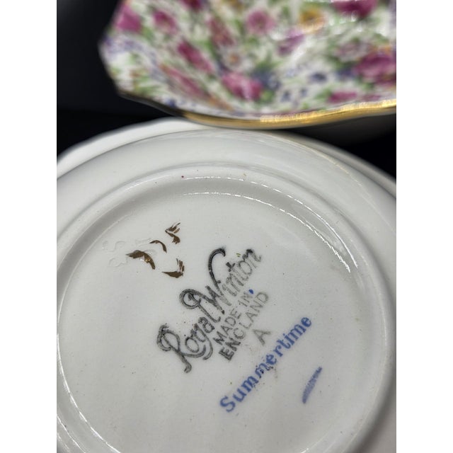 1951 Vintage Royal Winton Grimwades, England Ascot"Summertime"Chintz Bowls"A"Backstamp - a Pair For Sale - Image 15 of 18
