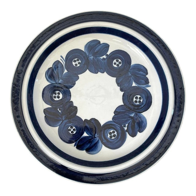 Vintage Arabia Finland Anemone Blue Ulla Procope 13 1/4" Round Serving Platter For Sale
