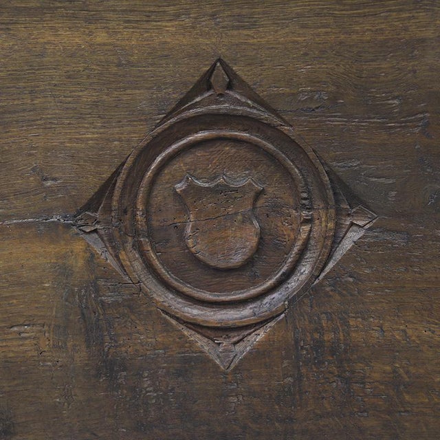 Antique oak chest from the 18th century, originating from the Netherlands. The chest has a weathered and characteristic...