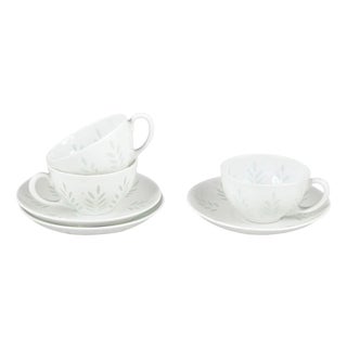 Mocha Cups and Saucers in Rice Grain Porcelain by Friedl Holzer-Kjellberg for Arabia, 1970s, Set of 6 For Sale
