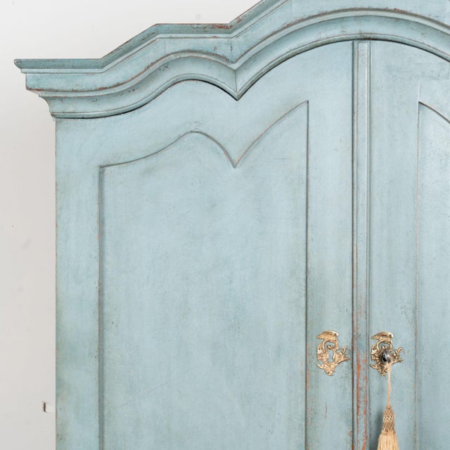 Late 18th Century Late 18th Century Large Swedish Blue Painted Wedding Cabinet For Sale - Image 5 of 13