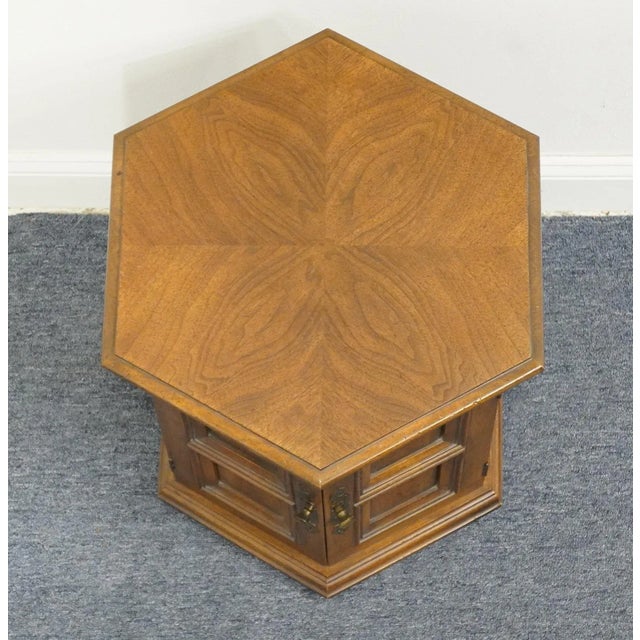 Hekman Furniture Solid Oak Rustic Americana Hexagonal Storage End Table 6725 For Sale In Kansas City - Image 6 of 11