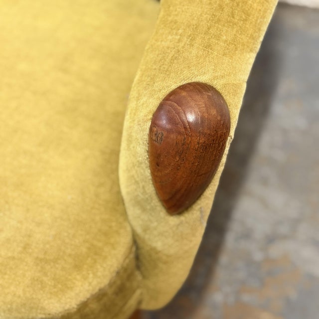 Wood Danish Modern Green Mohair and Teak Lounge Chair, Circa 1950s For Sale - Image 7 of 8