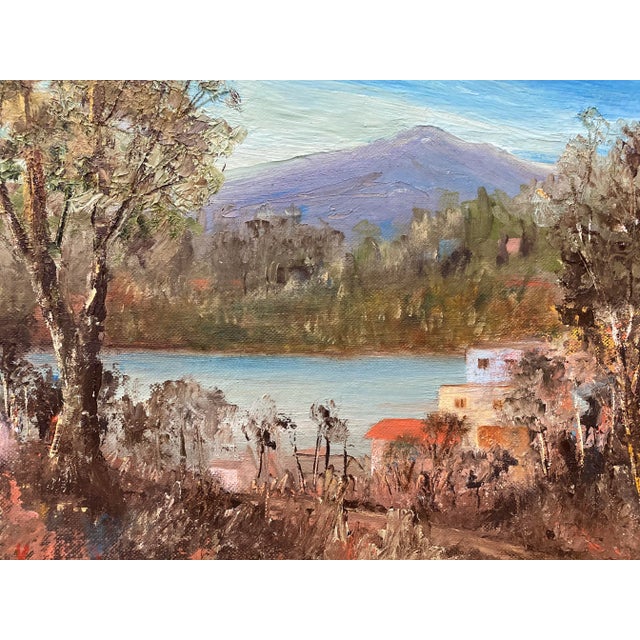 Maria Kincaid "Mountain Village" Original Oil Painting C.1950 Original oil on panel Dimensions 11.5" wide x 8.5" high The...