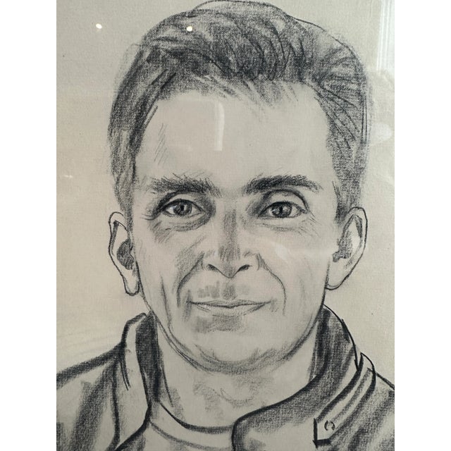 Fantastic signed 1992 charcoal portrait of handsome, cheeky man. Great fine detail. Professionally framed in Honolulu,...