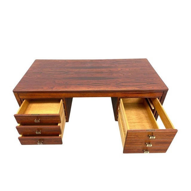 Modernist Rosewood Desk With Four Drawers For Sale - Image 4 of 8