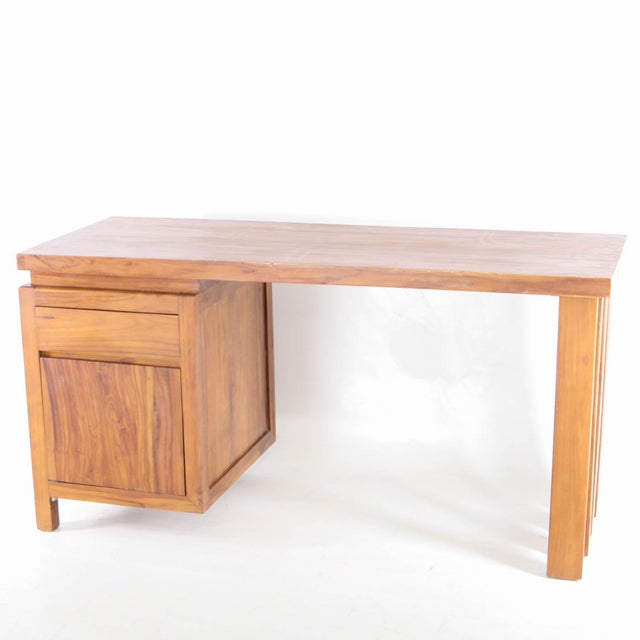 1980s Brutalist Wood Desk, 1980s For Sale - Image 5 of 16