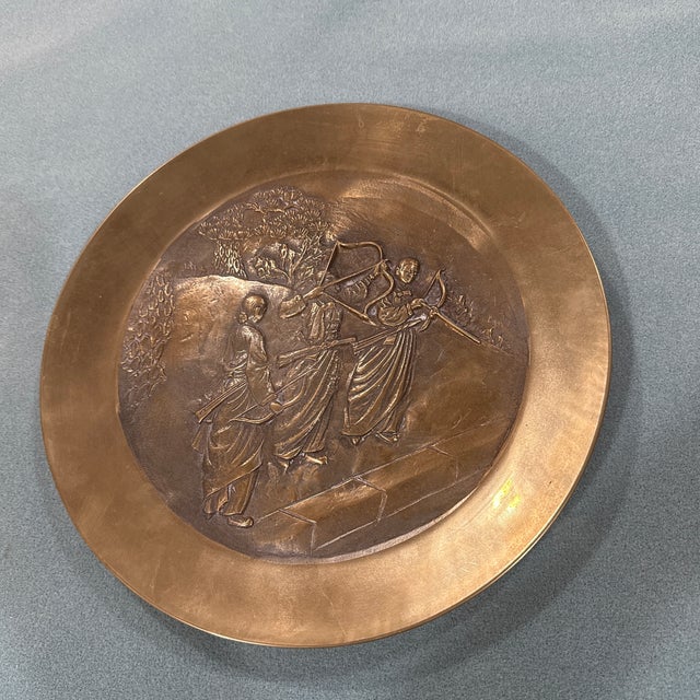 Copper Vintage Solid Brass Korean Wall Plaque For Sale - Image 8 of 8
