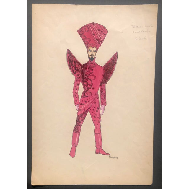 Mardi Gras Costume watercolor and gouache with glitter by Lawrence Francis Youngblood (c. 1929-2007). Youngblood designed...