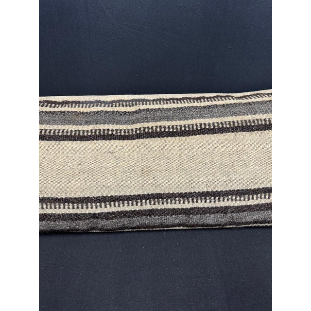 Contemporary Turkish Hemp Pillow Cushion Natural Beige Black Cushion Cover 14x40 For Sale - Image 3 of 4