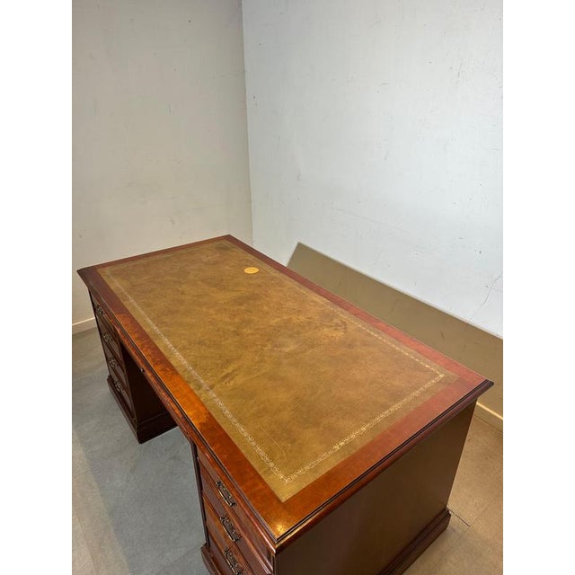 Executive Desk with Leather Inlay Top For Sale - Image 3 of 8