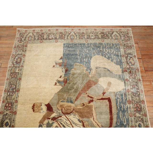 19th Century Zabihi Collection Fine Turkish Sivas Horse Pictorial Rug - 5'1" x 7'1" For Sale - Image 9 of 10