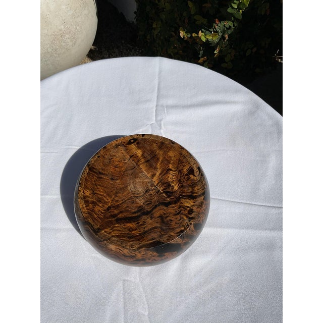 Vintage Turned Burl Wood Bowl – Organic Mid Century Decorative Catchall For Sale - Image 10 of 11