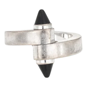 Cartier Menotte Onyx Ring 18k White Gold Band Size 53 Us 6 1/4 Bypass Motif