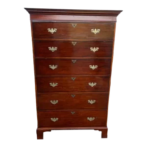 Early 19th Antique Chippendale Style Solid Mahogany High Chest Dresser. Circa 1800-1820s