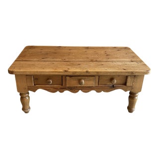 Antique Swiss Cherry Coffee Table With Three Drawers For Sale