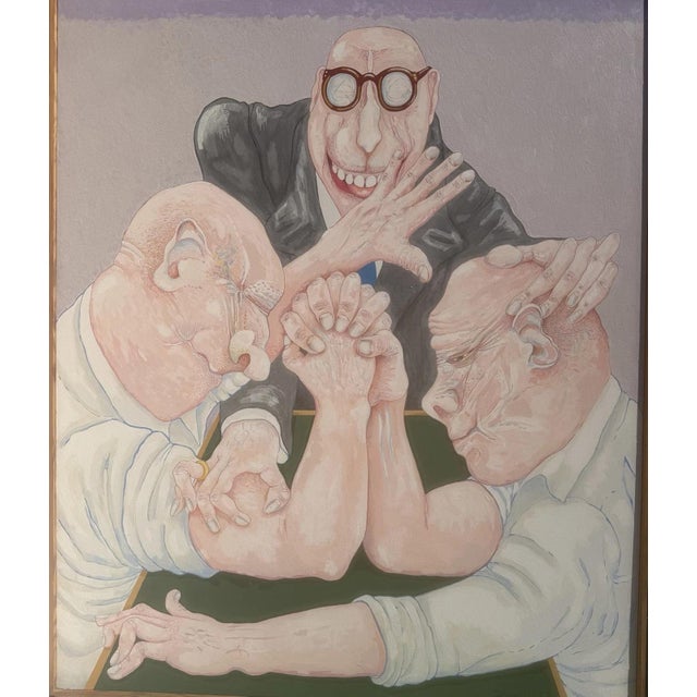 Arm Wrestling, Mixed Media on Wood Fiber For Sale - Image 11 of 13