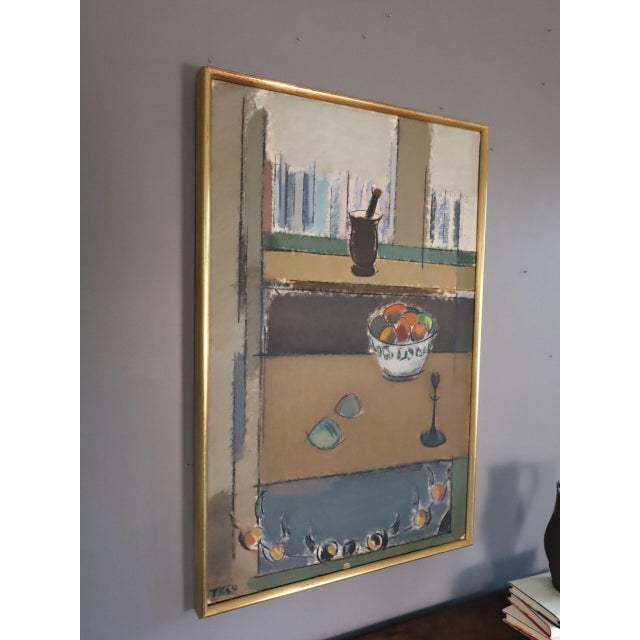 Mid 20th Century Mid-Century Modern 'Arrangement by the Window' Vintage Swedish Original Still Life Interior Oil Painting, Framed For Sale - Image 5 of 11
