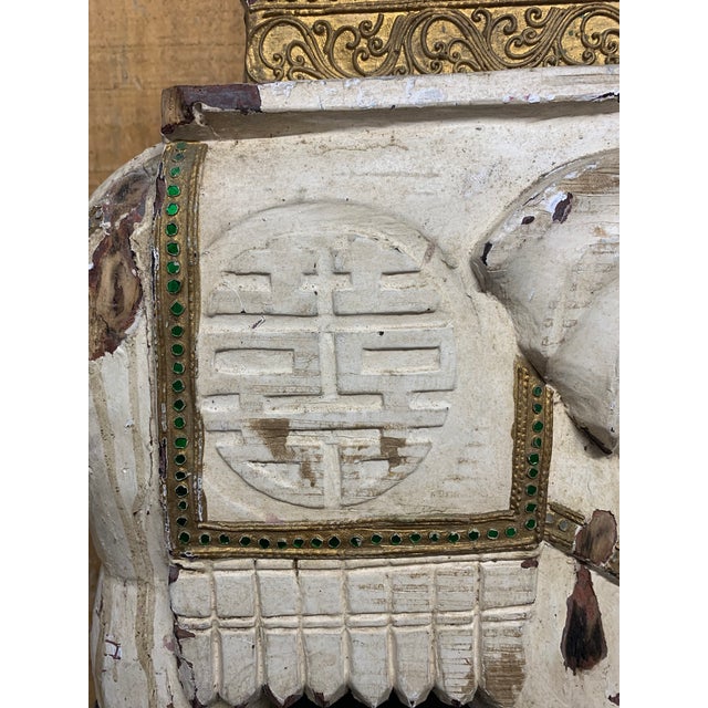Late 19th Century Heavily Distressed Carved Wooden Elephant Plant Stand For Sale - Image 4 of 8