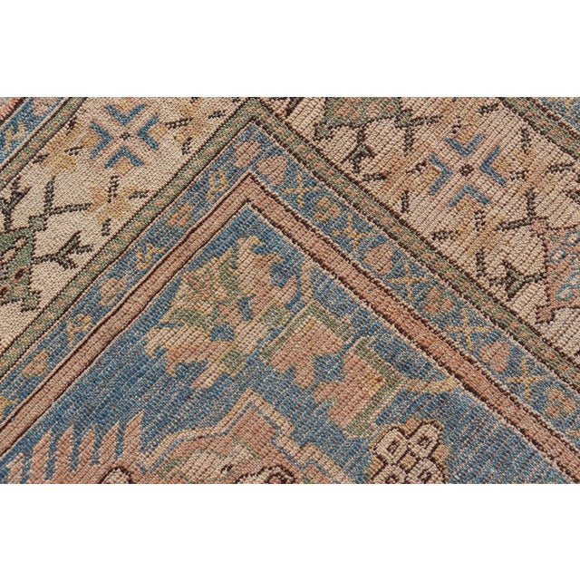 Vintage Turkish Oushak Rug With Large Medallion Design on a Blue Field 4'8 X 7'2 For Sale - Image 10 of 10