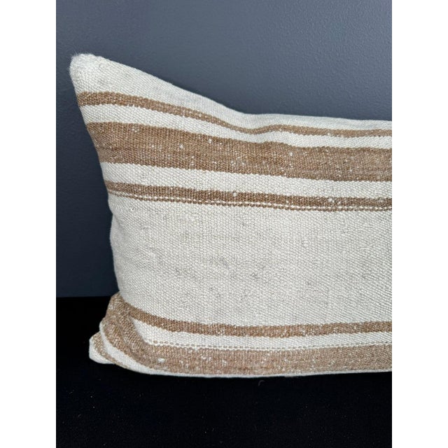 Contemporary Turkish Hemp Pillow Cushion Natural Beige Brown Pillow Cushion Cover 16" x 24" For Sale - Image 3 of 4