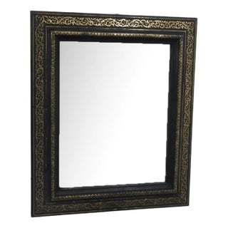 Mirror with Black Gold Frame, 1920s For Sale