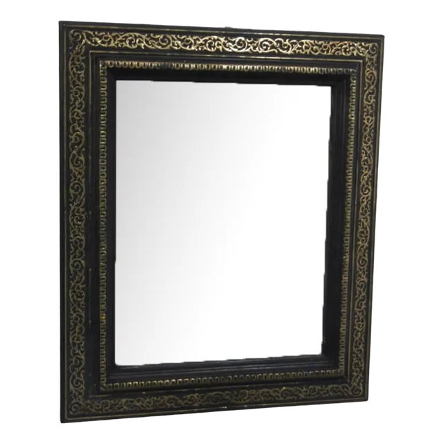 Mirror with Black Gold Frame, 1920s For Sale