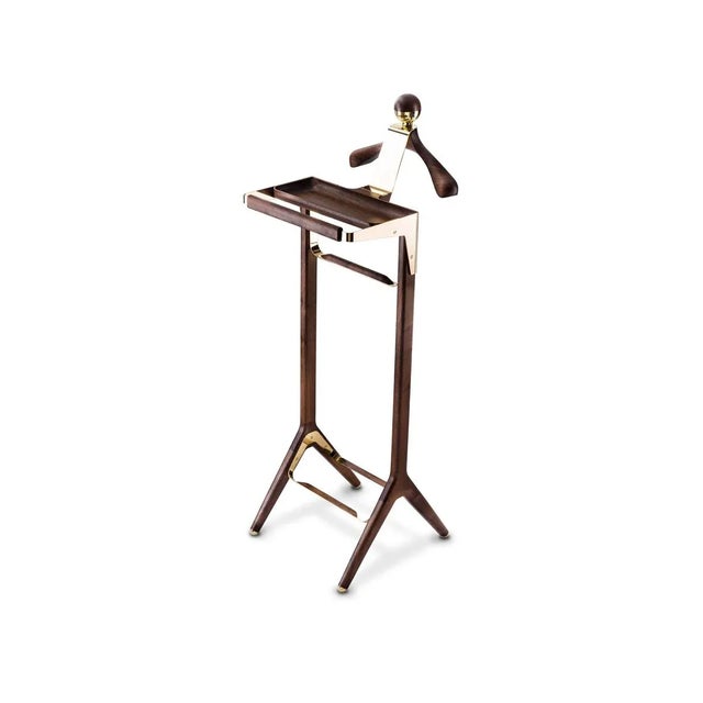 Classical Valet Stand in Brass & Black Walnut from Honorific For Sale - Image 12 of 12
