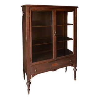 Queen Anne Style Antique China Cabinet For Sale